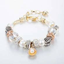 Load image into Gallery viewer, Rose Gold Pearl Seashell Adjustable Ocean Bracelet