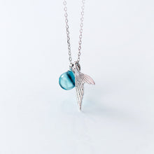 Load image into Gallery viewer, Blue Crystal Sterling Silver Mermaid Necklace