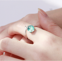 Load image into Gallery viewer, Blue Crystal Sterling Silver Mermaid Tail Ring