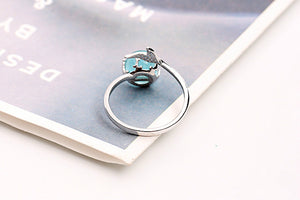 Blue Crystal Sterling Silver Mermaid Tail Ring