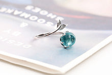 Load image into Gallery viewer, Blue Crystal Sterling Silver Mermaid Tail Ring