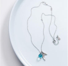 Load image into Gallery viewer, Blue Crystal Sterling Silver Mermaid Necklace