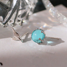 Load image into Gallery viewer, Uneven Blue Crystal Sterling Silver Mermaid Stud Earrings