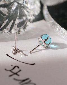 Uneven Blue Crystal Sterling Silver Mermaid Stud Earrings