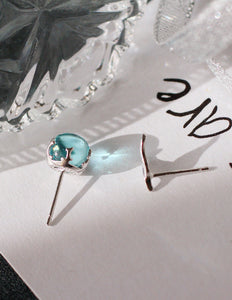 Uneven Blue Crystal Sterling Silver Mermaid Stud Earrings