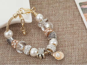 Rose Gold Pearl Seashell Adjustable Ocean Bracelet