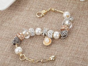 Rose Gold Pearl Seashell Adjustable Ocean Bracelet