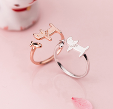 Load image into Gallery viewer, Minimalist Cat and Fish Bone Silver Ring