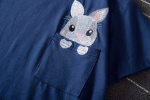 Load image into Gallery viewer, Embroidered Rabbit Bunny Pocket Tee