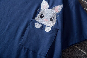 Embroidered Rabbit Bunny Pocket Tee