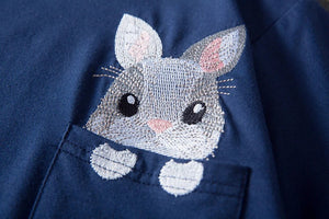 Embroidered Rabbit Bunny Pocket Tee