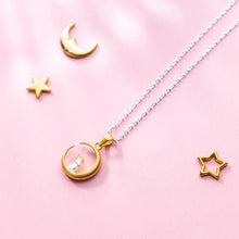 Load image into Gallery viewer, Golden Moon Silver Bunny Necklace