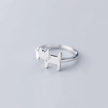 Load image into Gallery viewer, Minimalist Cat and Fish Bone Silver Ring