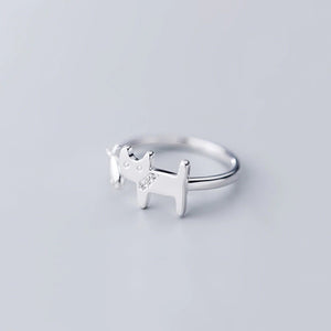 Minimalist Cat and Fish Bone Silver Ring