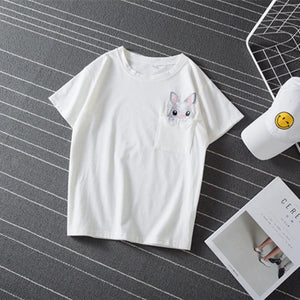 Embroidered Rabbit Bunny Pocket Tee