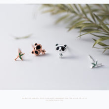 Load image into Gallery viewer, Panda and Bamboo Uneven Earrings