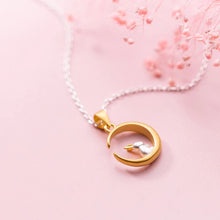 Load image into Gallery viewer, Golden Moon Silver Bunny Necklace