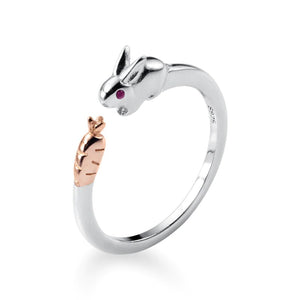 Bunny and Carrot Silver Ring