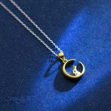 Load image into Gallery viewer, Golden Moon Silver Bunny Necklace