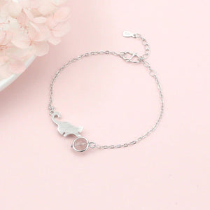 Cat Moonstone Silver Bracelet