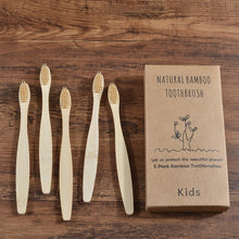 Load image into Gallery viewer, Eco-Friendly, Biodegradable Bamboo Toothbrushes for Children/Kids (5 Pieces Pack)